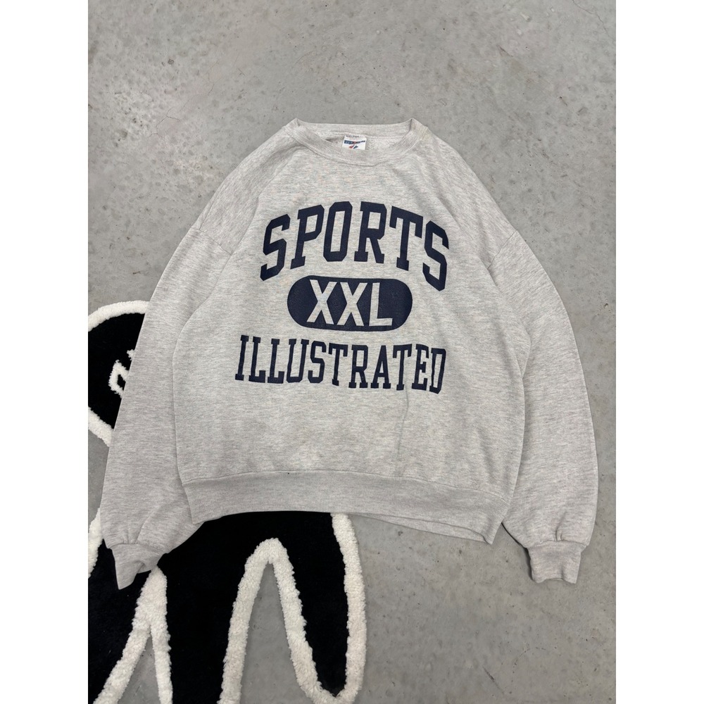 Vintage Jerzees Sports Illustrated XXL Sweatshirt Heather Gray Mens XL Made USA